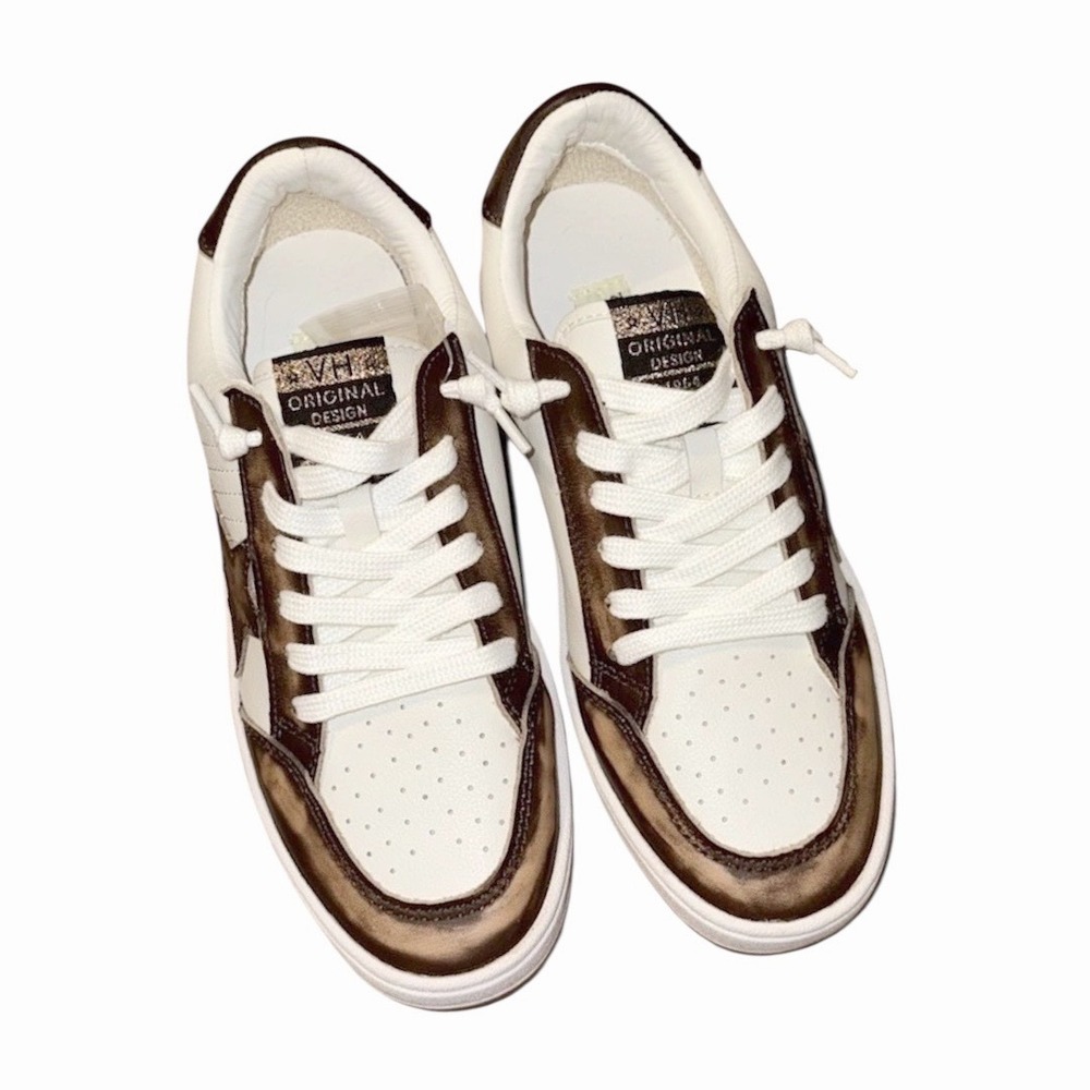 Vintage Havana Women Bronze Distressed Star Low Top Sneakers VH EST 1954 White - Picture 12 of 16